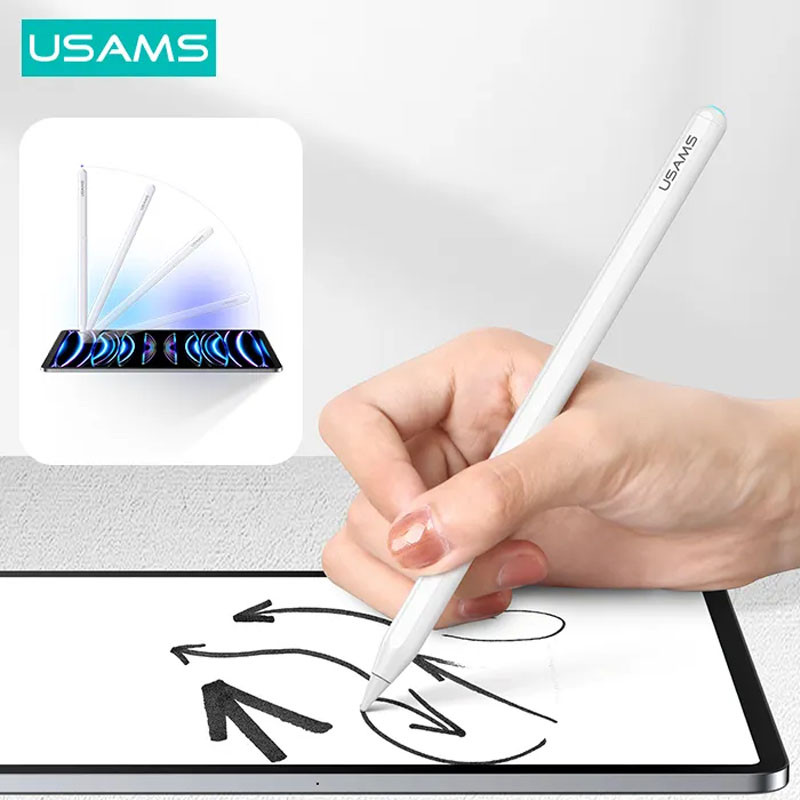 Фото Стилус Usams US-ZB254 Magnetic Charging Tilt-sensitive Active Touch Capacitive (White) в магазине vchehle.ua