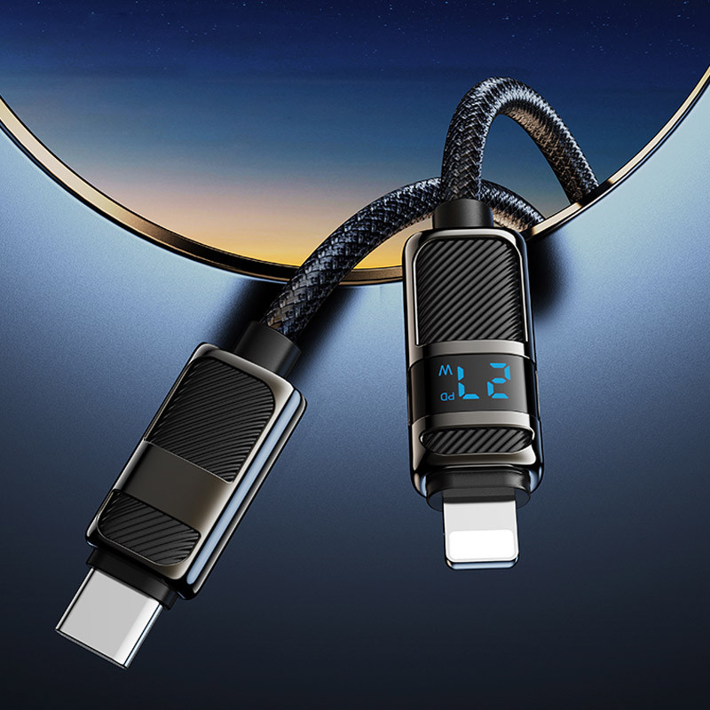 Заказать Дата кабель Hoco U137 Line with display Type-C to Lightning 27W (1.2m) (Black) на vchehle.ua