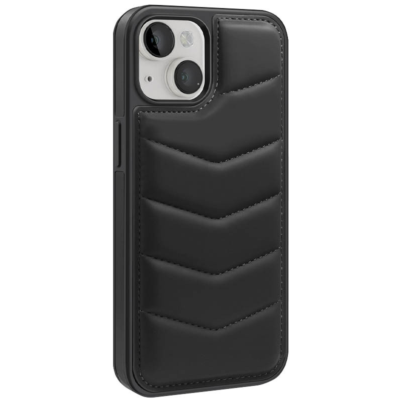 Кожаная накладка Puffer with Magnetic Safe для Apple iPhone 14 (6.1") (Black) в магазине vchehle.ua