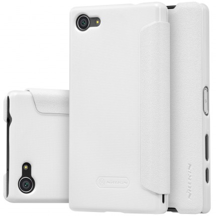 Кожаный чехол (книжка) Nillkin Sparkle Series для Sony Xperia Z5 Compact (Белый)