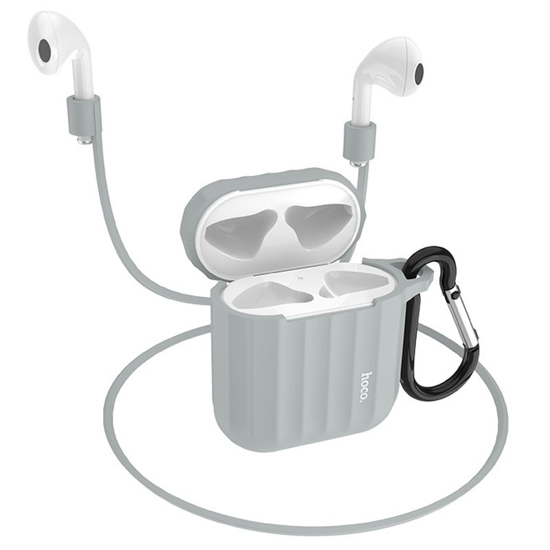 Силиконовый футляр Hoco WB10 для наушников AirPods 1/2 (Серый)