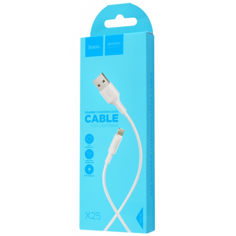 Дата кабель Hoco X25 Soarer USB to Lightning (1m) (Білий) в магазині vchehle.ua