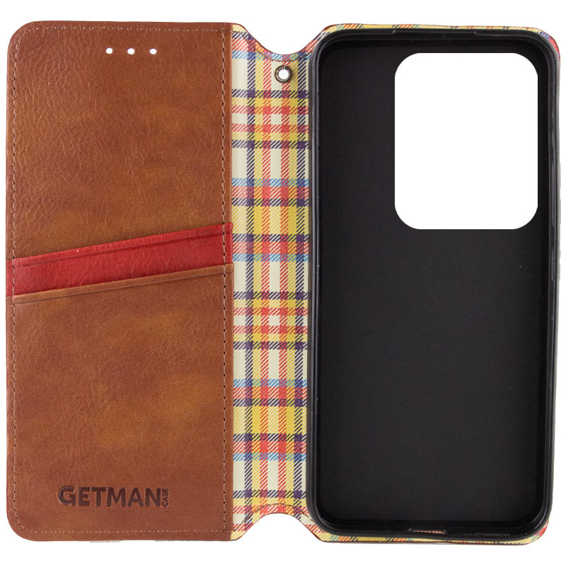 Фото Шкіряний чохол-книжка GETMAN Cubic (PU) на Xiaomi Redmi Note 13 Pro 4G / Poco M6 Pro 4G (Коричневий) в маназині vchehle.ua