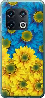 Чехол Жёлто-голубые цветы для OnePlus 10 Pro