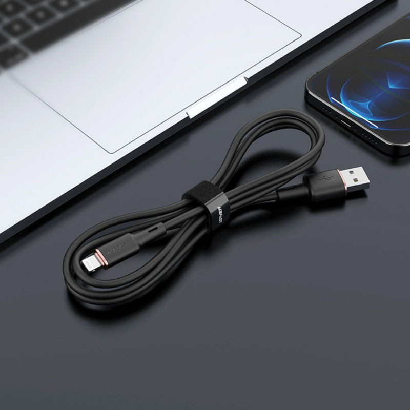 Дата кабель Acefast MFI C2-02 USB-A to Lightning zinc alloy silicone (1.2m) (Black) в магазине vchehle.ua