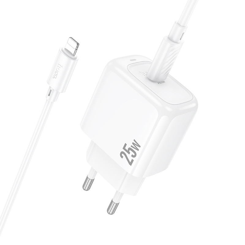 Купить СЗУ Hoco CS53A Surplus PD25W (1USB-C) + Type-C to Lightning (White) на vchehle.ua