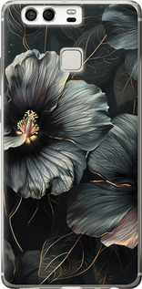 Чехол Черные цветы для Huawei P9