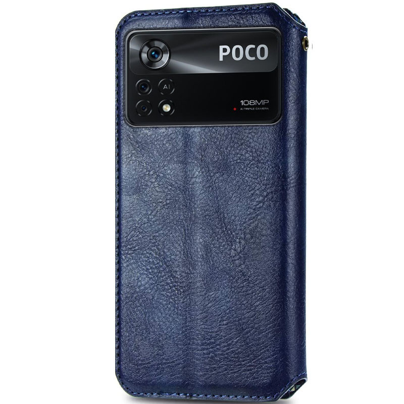 Фото Шкіряний чохол книжка GETMAN Cubic (PU) на Xiaomi Poco X4 Pro 5G (Синій) на vchehle.ua