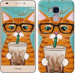 Чохол Зеленоокий кіт в окулярах для Huawei Honor 5C