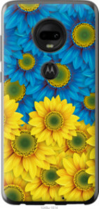 Чехол Жёлто-голубые цветы для Motorola Moto G7