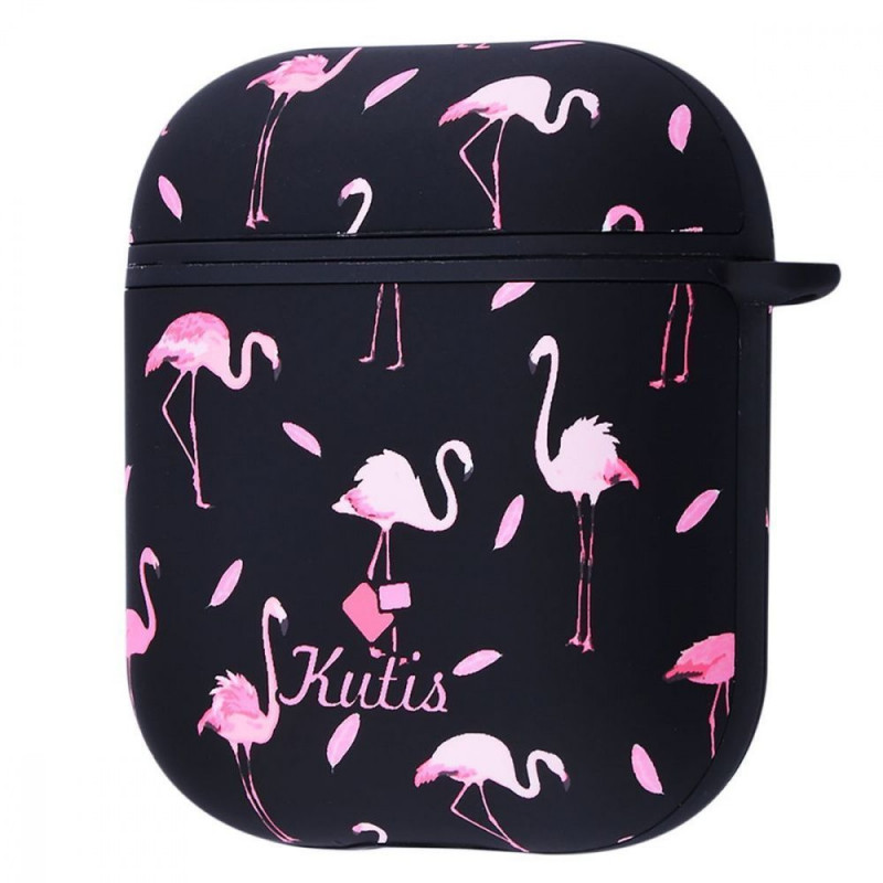 

Пластиковый футляр Kutis series для наушников AirPods (Black/pink flamingos) 872513