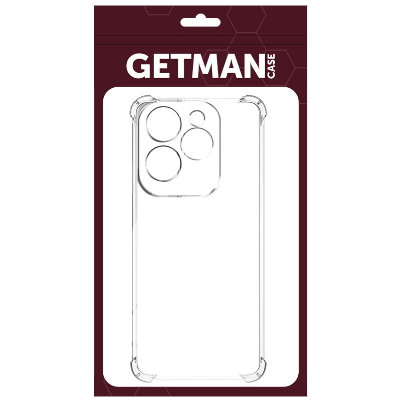 TPU чохол GETMAN Ease logo посилені кути Full Camera на Infinix Hot 40i / Spark Go 2024 / Spark 20 (Безбарвний (прозорий)) в магазині vchehle.ua