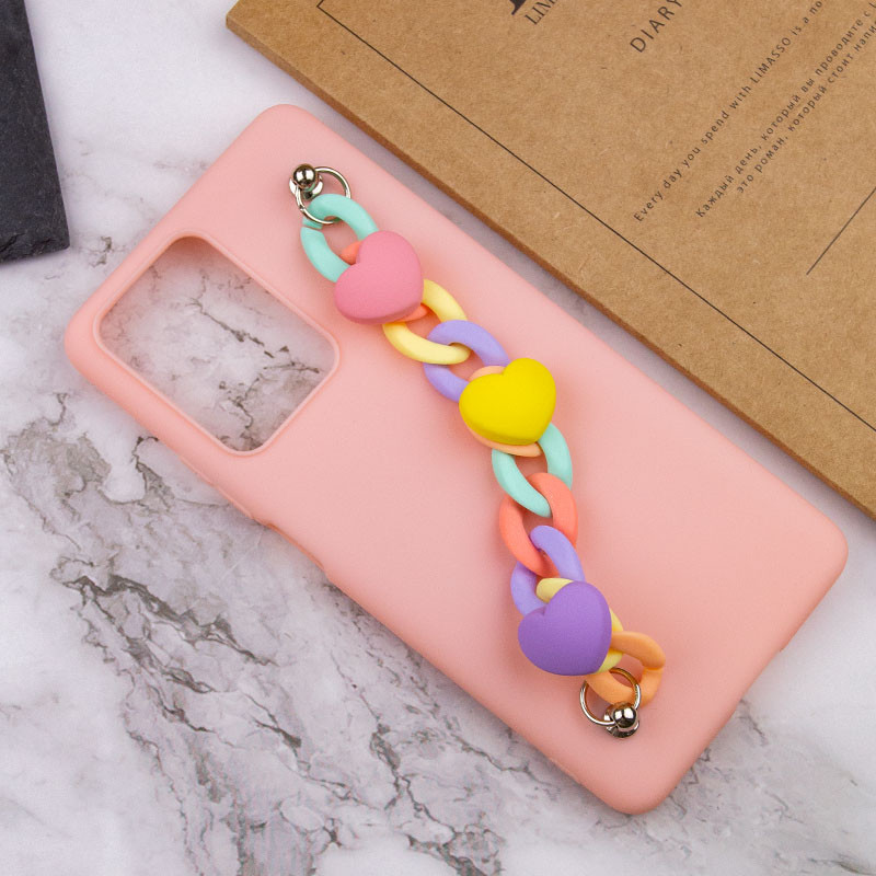 Чехол Chained Heart c подвесной цепочкой для Xiaomi 11T / 11T Pro (Pink Sand) в магазине vchehle.ua