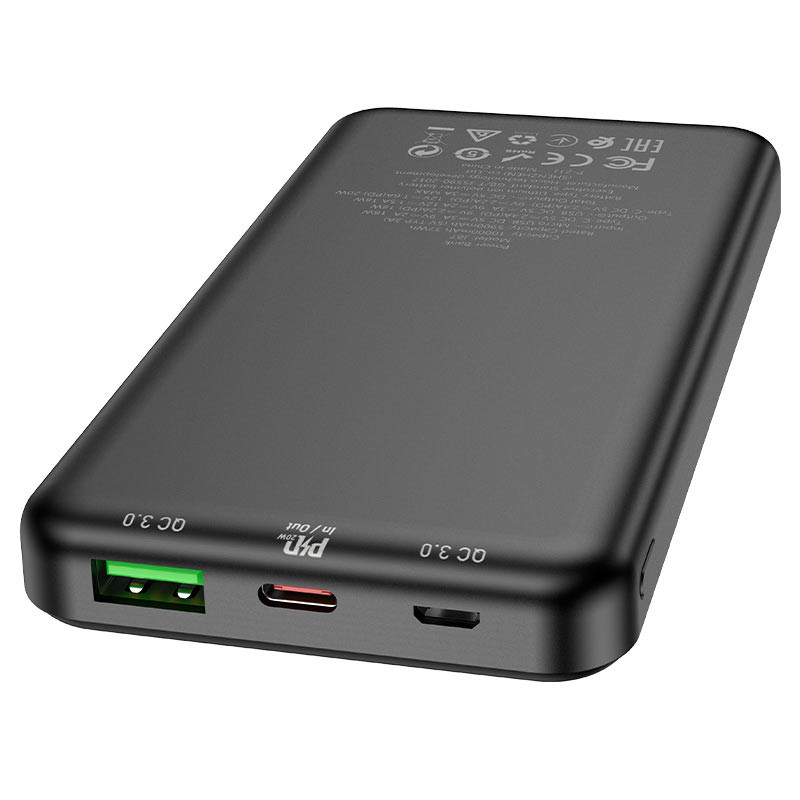 Фото Портативний зарядний пристрій Power Bank Hoco J87 Tacker PD20W+QC3.0 10000 mAh (Чорний) в маназині vchehle.ua