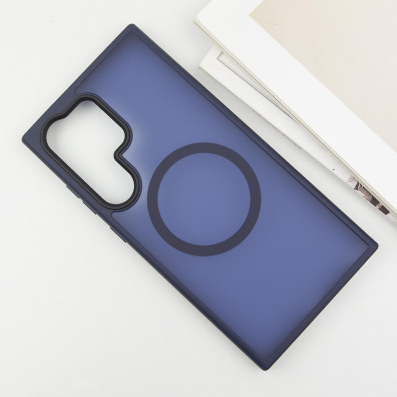 Фото TPU+PC чохол Metal Buttons with Magnetic Safe Colorful на Samsung Galaxy S25 Ultra (Синій / Navy Blue) на vchehle.ua