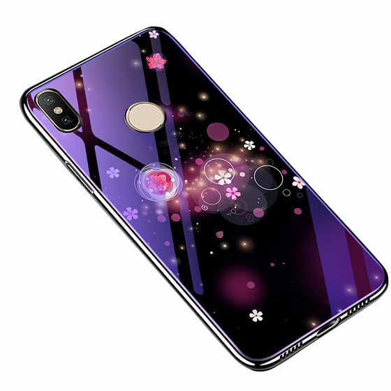TPU+Glass чехол Fantasy с глянцевыми торцами для Xiaomi Mi 8 (Пузырьки и цветы)