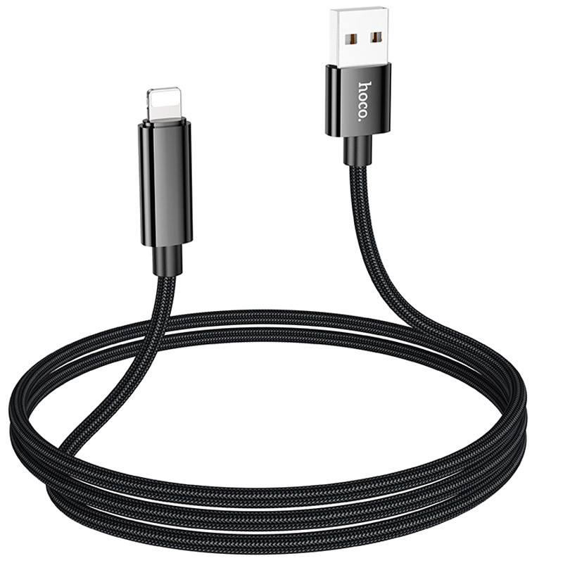 Дата кабель Hoco U125 Benefit 2.4A USB to Lightning with display (1.2m) (Black) в магазине vchehle.ua