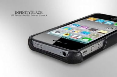 Фото Кожаная накладка SGP (5 цветов) для iPhone 4 (черный) на vchehle.ua