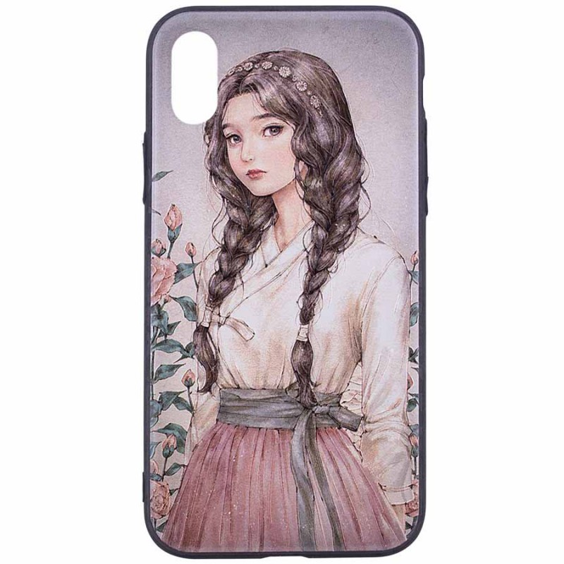 

TPU+PC чехол YCT картина для iPhone X (5.8") (Девочка с косами) 542237