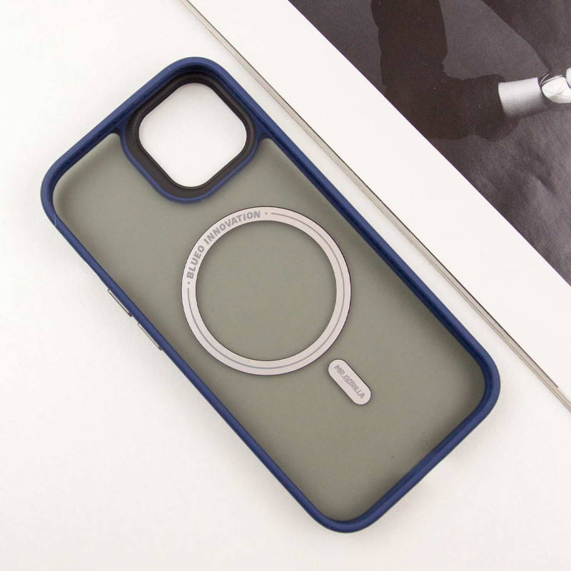 Фото TPU+PC чохол Blueo Skin Friendly Frosted with Magnetic Safe на Apple iPhone 15 (6.1") (Синій) в маназині vchehle.ua