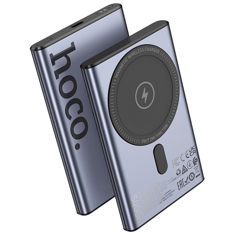 Портативное ЗУ Power Bank Hoco Q32 Bird PD20W с БЗУ 5000 mAh (Metal gray)