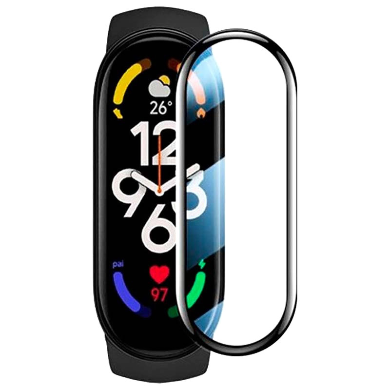 Полимерная пленка 3D (full glue) (тех.пак) для Xiaomi Mi Band 7 (Черный)