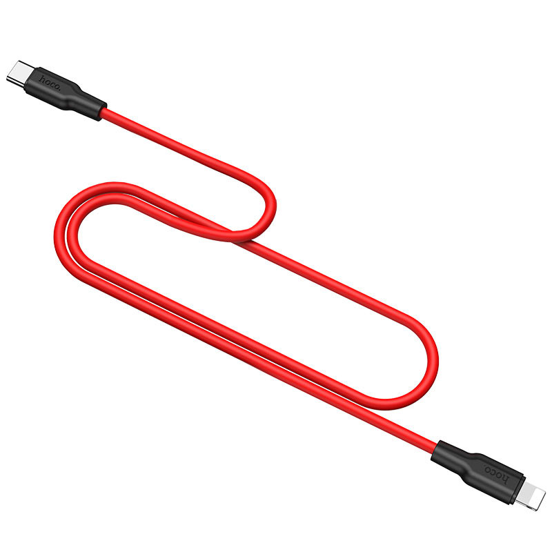 Фото Дата кабель Hoco X21 Plus Silicone Type-C to Lightning (1m) (Чорний / Червоний) в маназині vchehle.ua