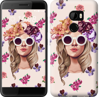 

Чехол Девушка с цветами v2 для HTC One X10 586779