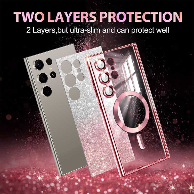 Фото TPU чохол Delight case with Magnetic Safe з захисними лінзами на камеру на Samsung Galaxy S25 Ultra (Рожевий / Rose Gold) на vchehle.ua