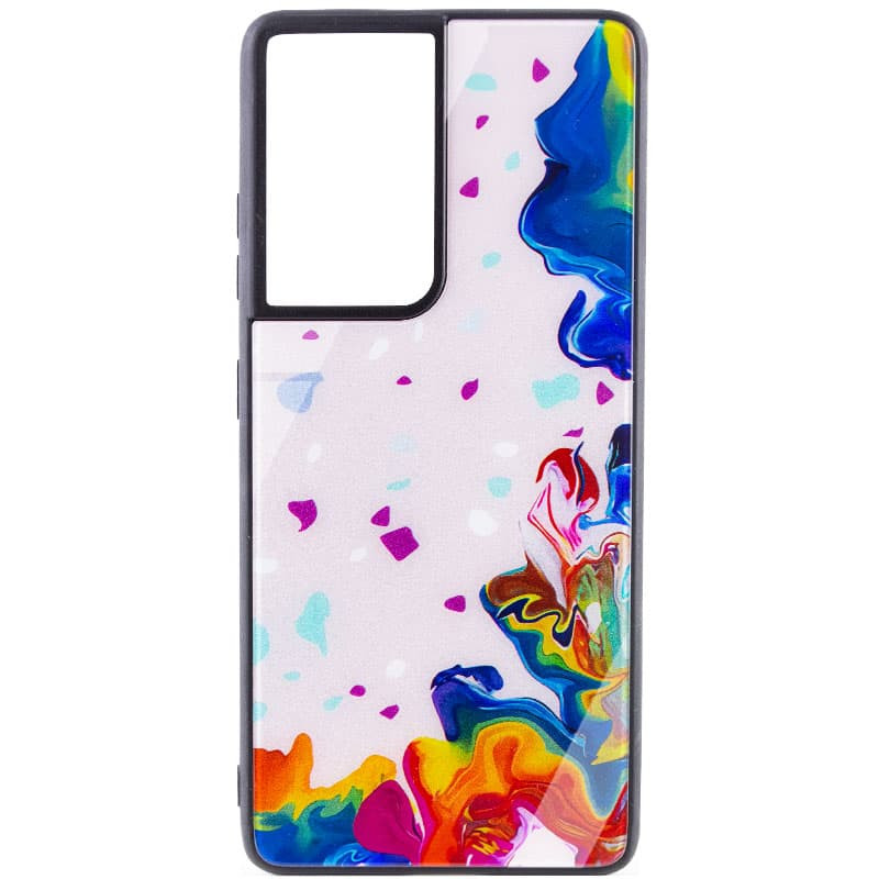 TPU+Glass чохол Diversity на Samsung Galaxy S21 Ultra (Stains multicolored)