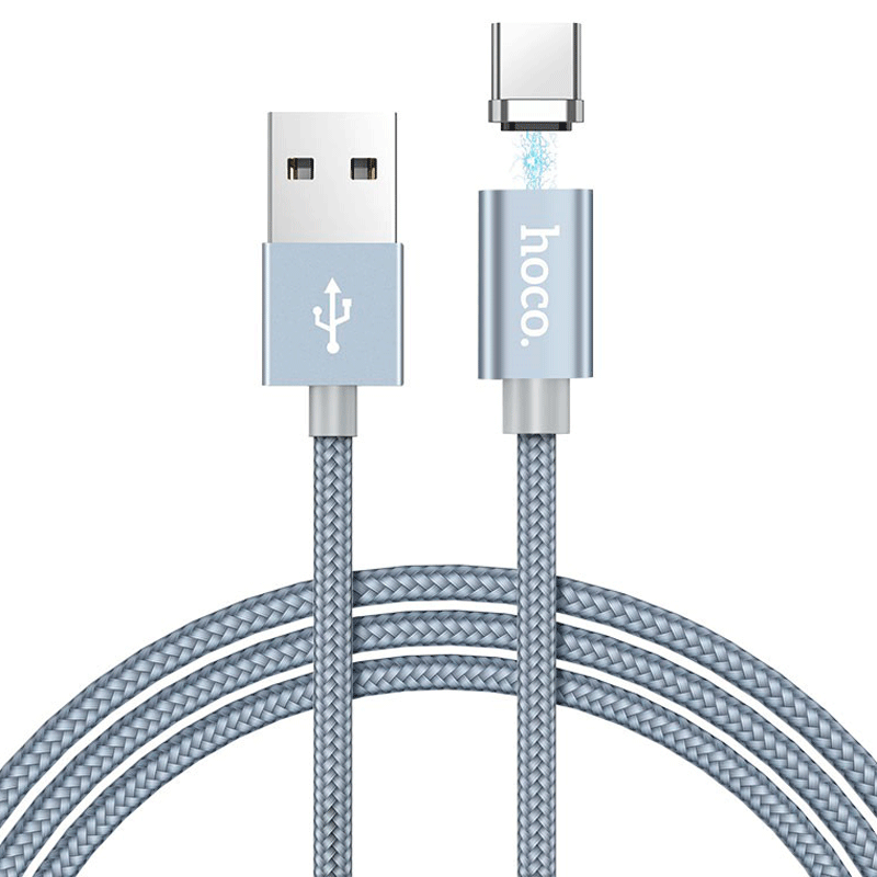 Фото Дата кабель Hoco U40A Magnetic Adsorption USB to Micro USB (1m) (Серый) на vchehle.ua