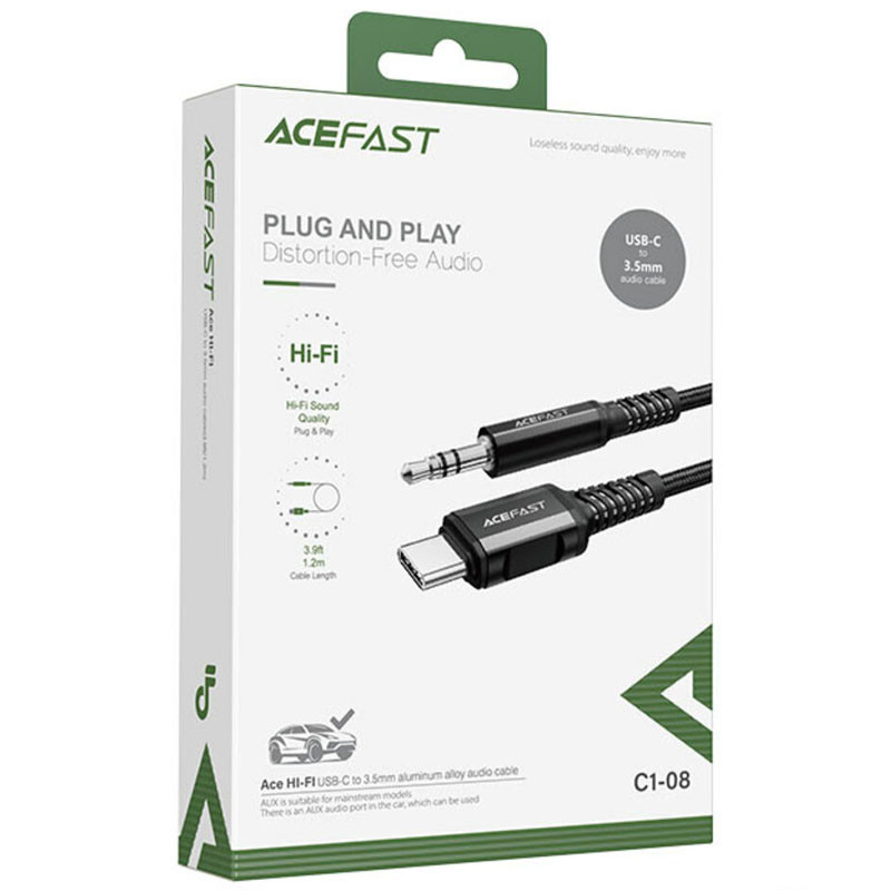 Купити Перехідник Acefast C1-08 USB-C to 3.5mm aluminum alloy (Black) на vchehle.ua