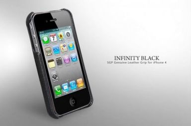 Кожаная накладка SGP (5 цветов) для iPhone 4 (черный)