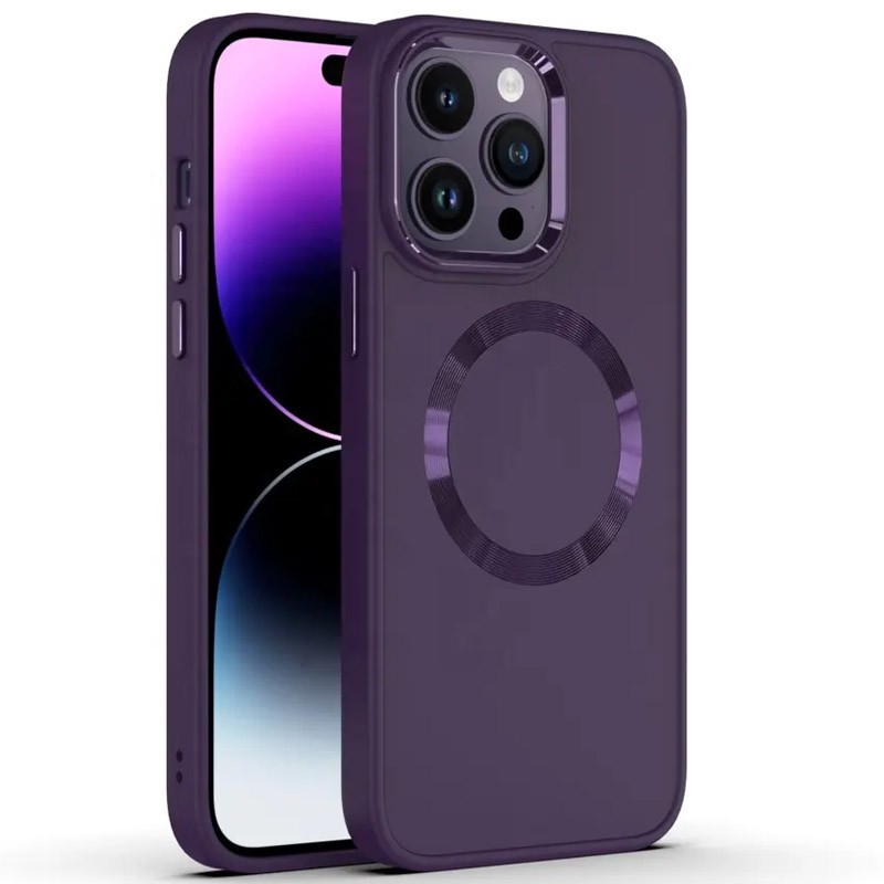 TPU чехол Bonbon Metal Style with Magnetic safe для Apple iPhone 14 Pro Max (6.7") (Фиолетовый / Dark Purple)