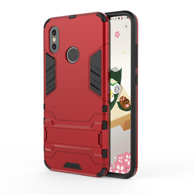 #Ударопрочный чехол-подставка Transformer для Xiaomi Redmi Note 6 Pro с мощной защитой корпуса (Красный / Dante Red)