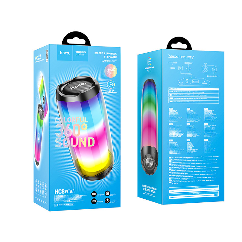 Уцінка Bluetooth Колонка Hoco HC8 Pulsating colorful (Час авт. работи 2,5 год / Чорний) в магазині vchehle.ua