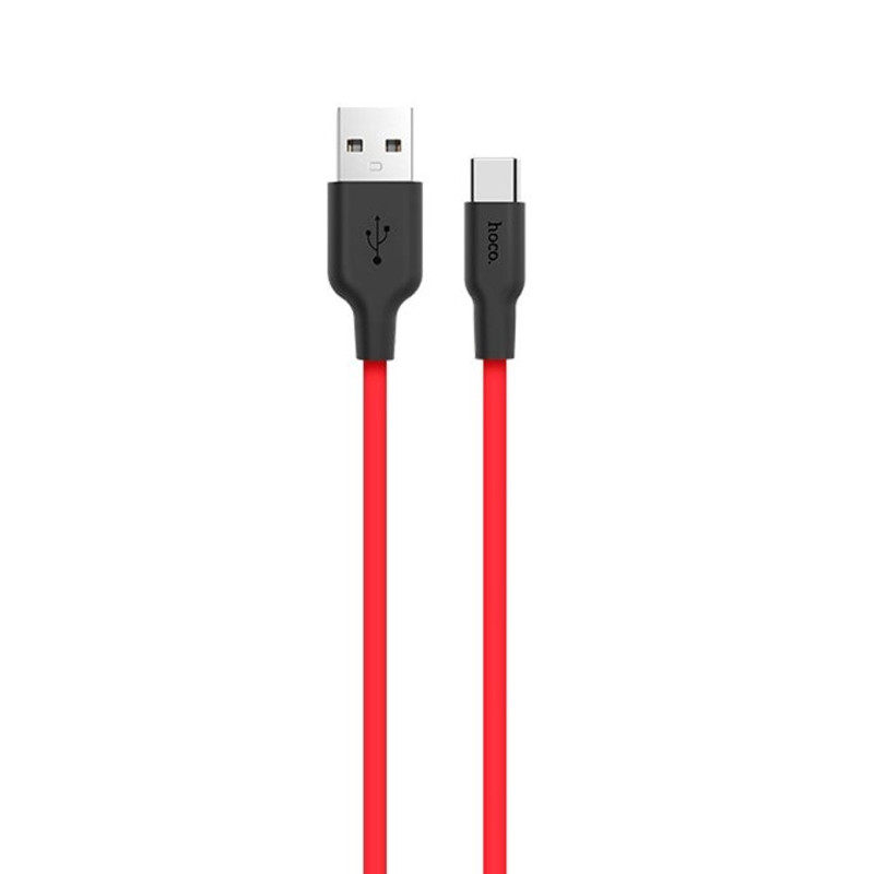 Дата кабель Hoco X21 Silicone Type-C Cable (1m) (Чорний / Червоний)