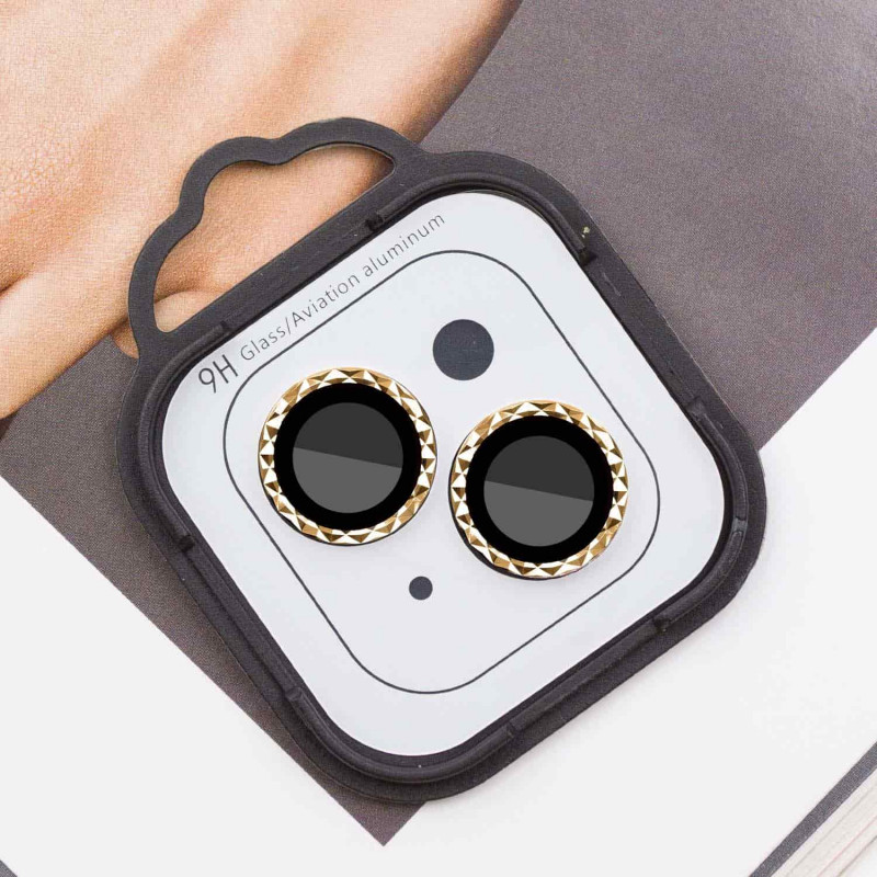 Фото Защитное стекло Metal Shine на камеру (в упак.) для Apple iPhone 14 (6.1") / 14 Plus (6.7") (Золотой / Gold) на vchehle.ua