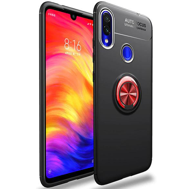 

TPU чехол Deen ColorRing под магнитный держатель для Xiaomi Redmi Note 7 (Черный / Красный) 691187