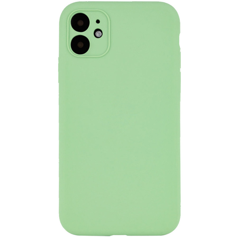 Чехол Silicone Case Full Camera Protective (AA) NO LOGO для Apple iPhone 12 (6.1") (Мятный / Mint)