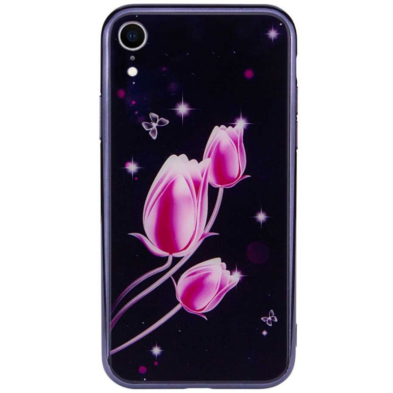 TPU+Glass чехол Fantasy с глянцевыми торцами для Apple iPhone XR (6.1") (Тюльпаны)