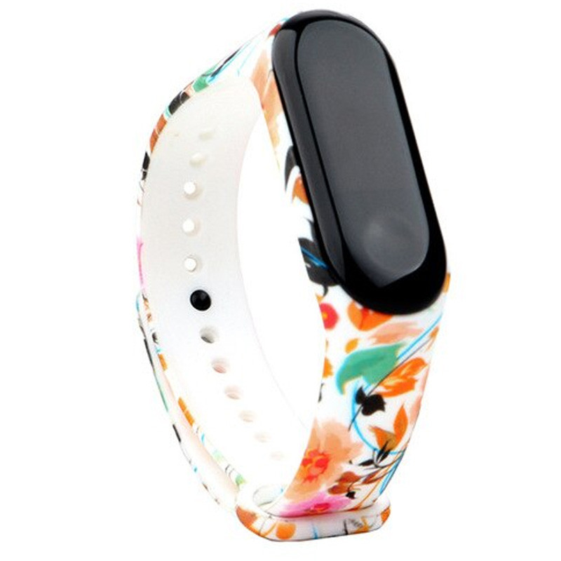 

Силіконовий ремінець з малюнком для Xiaomi Mi Band 5 / 6 (Квіти і Листя / Білий) 926017
