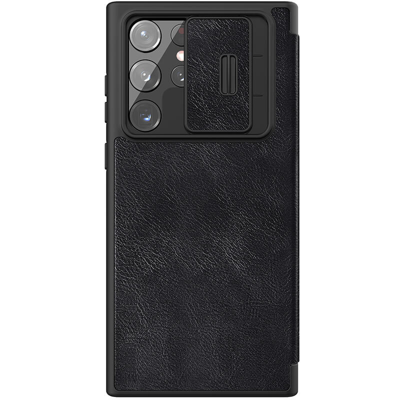 Фото Кожаный чехол (книжка) Nillkin Qin Pro Camshield для Samsung Galaxy S22 Ultra (Черный) на vchehle.ua