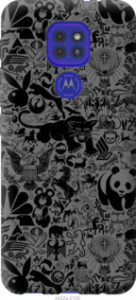 Чехол Чёрно-серый стикер бомбинг для Motorola G9 Play