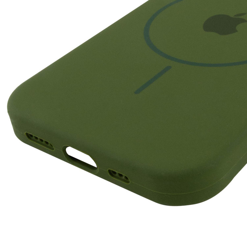 Купити Чохол Silicone Case Full Protective (AA) with Magnetic Safe на Apple iPhone 12 Pro Max (6.7") (Зелений / Dark Olive) на vchehle.ua
