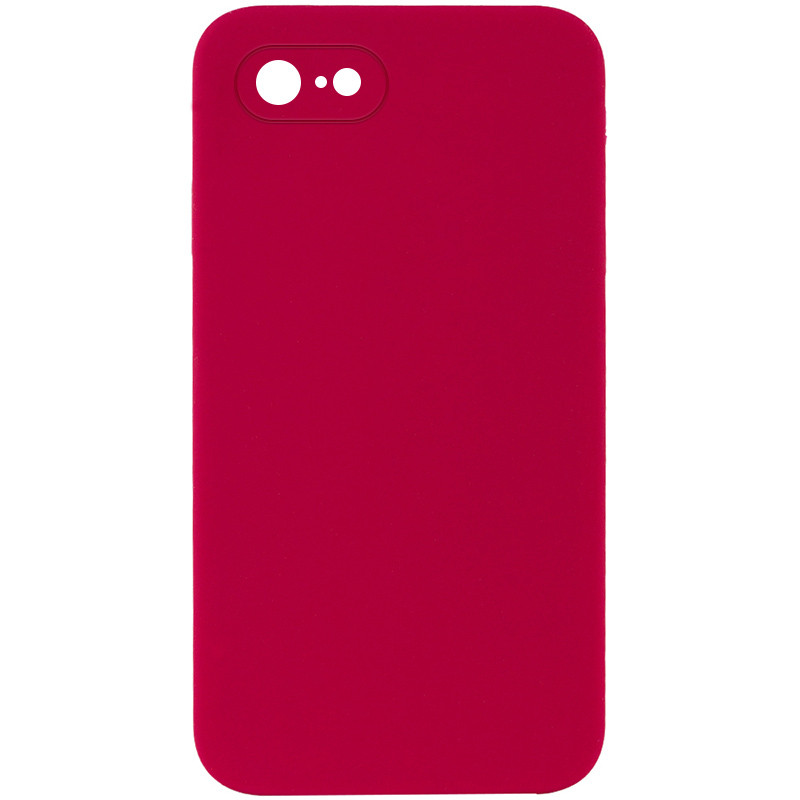 Silicone Case Square Full Camera Protective (AA) NOLOGO на Apple iPhone 7 / 8 / SE (2020) (4.7") (Червоний / Rose Red)