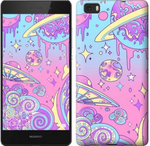 Чехол Розовая галактика для Huawei Ascend P8 Lite