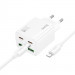 Фото СЗУ Hoco N56 Fundador PD30W four-port (2C2A) + Type-C to Lightning (White) на vchehle.ua