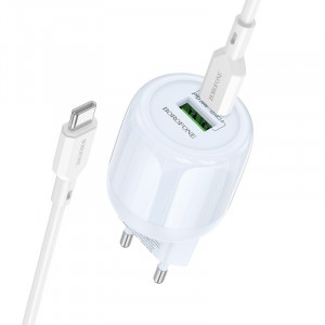 СЗУ Borofone BA93A Lustrous PD20W+QC3.0 (1USB-A/1C) + кабель Type-C to Type-C