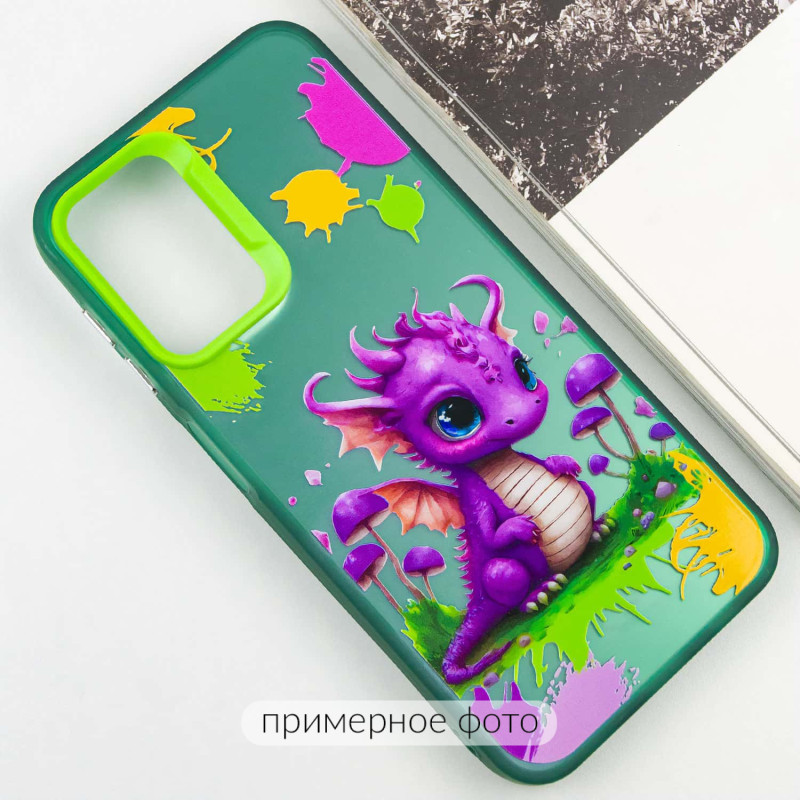 Фото TPU+PC чехол TakiTaki Graffiti magic glow для Samsung Galaxy S21 FE (Baby dragon / Green) на vchehle.ua